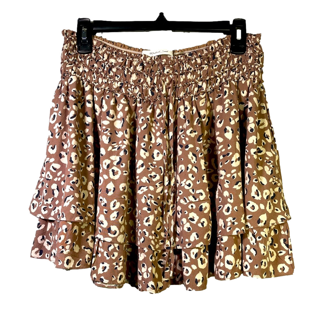 Mustard Seed Ruffle Leopard Print Skirt Size Small